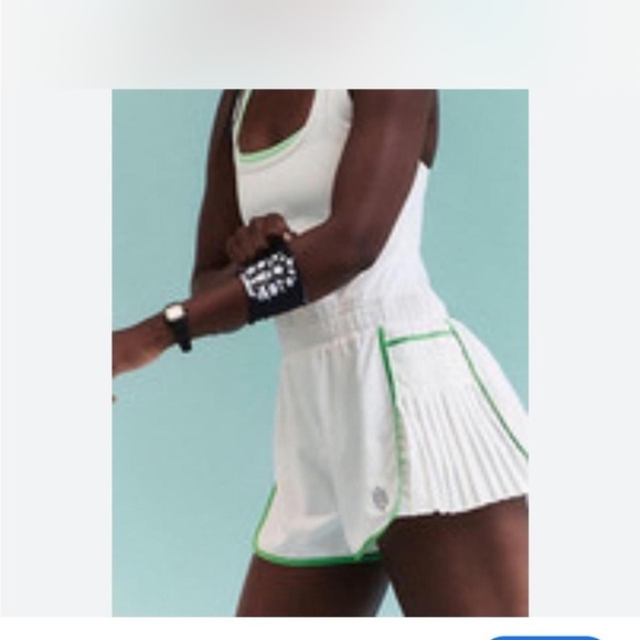 Free People white and green Tennis shorts onesie sz large - Picture 1 of 8